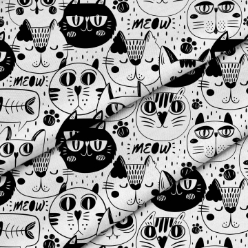 Stoff Black and White Cat