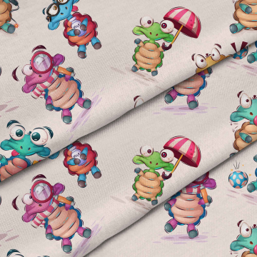 Stoff Funny Turtles