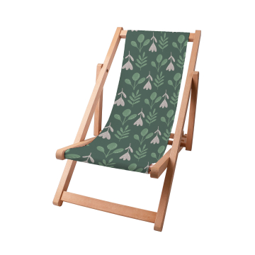 Holz liegestuhl Folk Flowers on Green