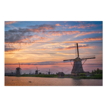Bild auf Holz Sunset Over the Mill