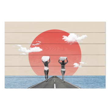 Bild auf Holz Vintage Collage Surfers Road