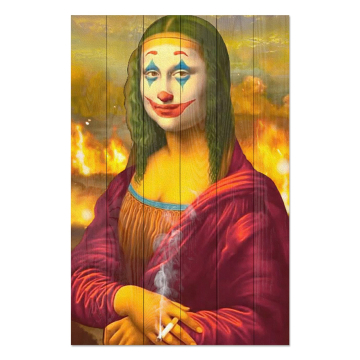 Bild auf Holz Mona Lisa Collage Jocker