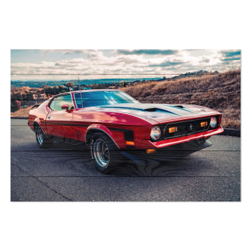 Bild auf Holz Red Mustang
