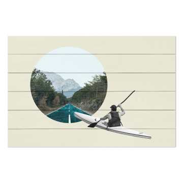 Bild auf Holz Kayaking Road