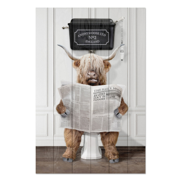 Bild auf Holz Funny Animal with Newspaper