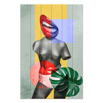 Bild auf Holz Colorful Vintage Collage Design