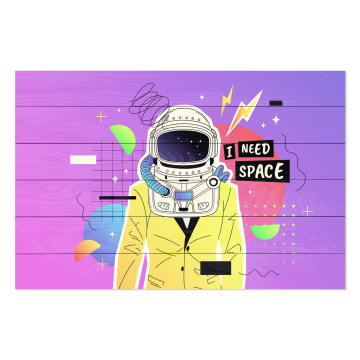 Bild auf Holz Colorful Cosmonaut