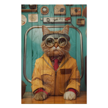 Bild auf Holz Engineer Cat