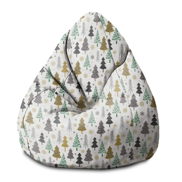 Sitzsack Pearshape Gold and Green Christmas Trees