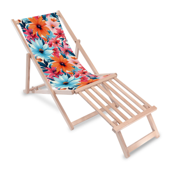 Holz Liegestuhl mit Holz-Fußstütz Blossoms