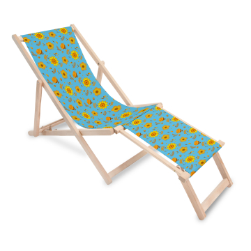 Holz Liegestuhl mit Fußstütze Blue Paradise