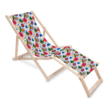 Holz Liegestuhl mit Fußstütze Cute Bugs