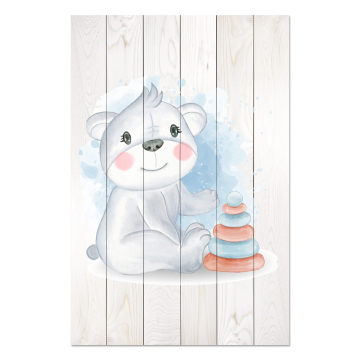 Bild auf Holz Cute Koala Playing with Toys