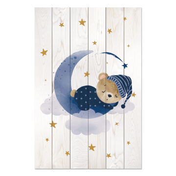 Bild auf Holz Cute Sleeping Bear