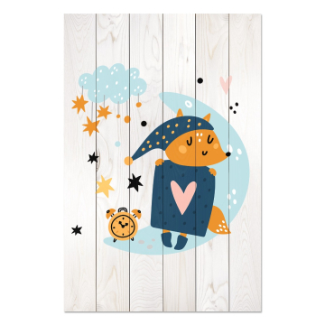 Bild auf Holz Cute Sleeping Fox