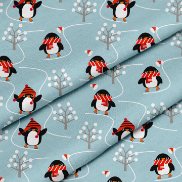 Stoff happy pinguins with scarfs