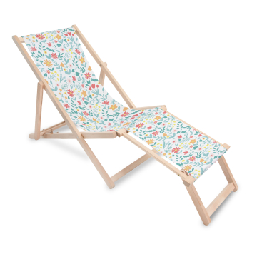 Holz Liegestuhl mit Fußstütze Floral Adventure