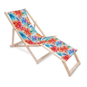 Holz Liegestuhl mit Fußstütze Floral Background