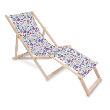 Holz Liegestuhl mit Fußstütze Land of Flowers