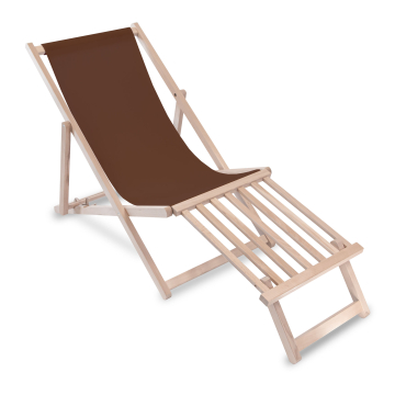 Holz Liegestuhl mit Holz-Fußstütz Brown