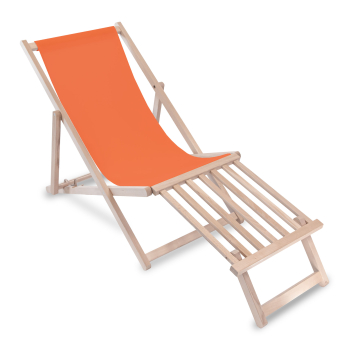 Holz Liegestuhl mit Holz-Fußstütz Orange