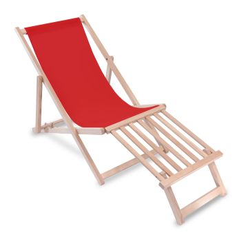 Holz Liegestuhl mit Holz-Fußstütz Red