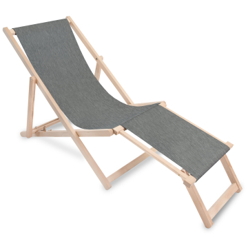 Holz Liegestuhl mit Fußstützel Imitacja in Jeansoptik Sandy Dune