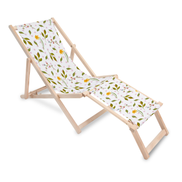 Holz Liegestuhl mit Fußstütze Spring Pattern