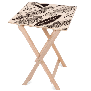 Holztisch Black and White Feathers