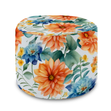 Sitzsack runde fußhocker Watercolor Flowers Leaves