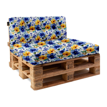 Kissen-Set für Europalette Yellow and Blue Flowers