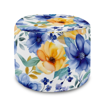 Sitzsack runde fußhocker Yellow and Blue Flowers
