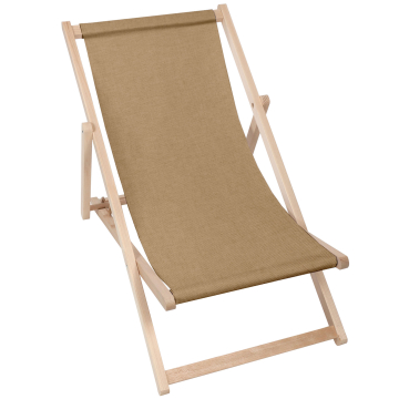 Holz liegestuhl Leinenimitat Desert Sand
