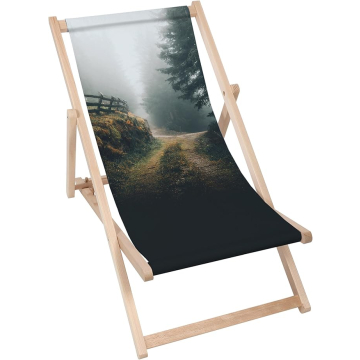 Holz liegestuhl Foggy Landscape