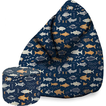 Sitzsack Pearshape mit Fußstütze Fish