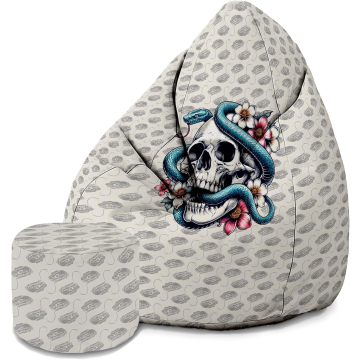 Sitzsack Pearshape mit Fußstütze Snake Skull Flower