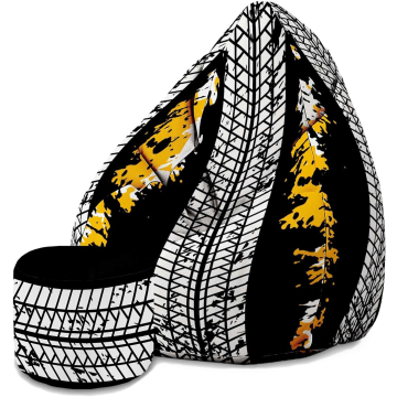 Sitzsack Pearshape mit Fußstütze Tire Marks