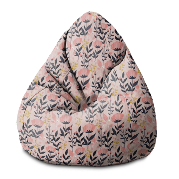 Sitzsack Pearshape Pink and Navy Flowers