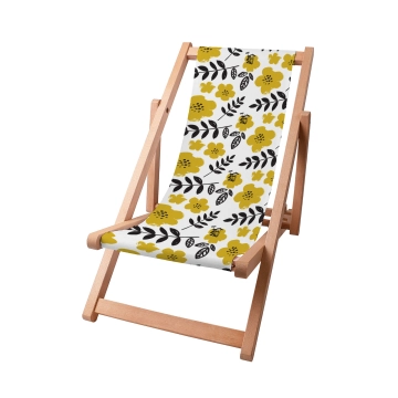 Holz liegestuhl Painted Yellow Flowers