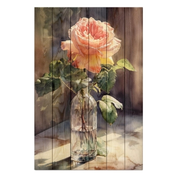 Bild auf Holz Watercolor vintage rose