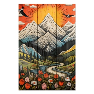 Bild auf Holz Vintage Mountain