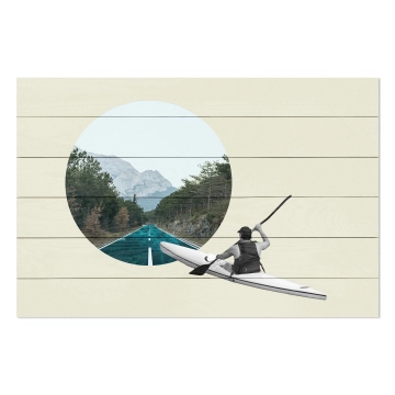 Bild auf Holz Kayaking Road