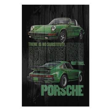 Bild auf Holz Green Porsche