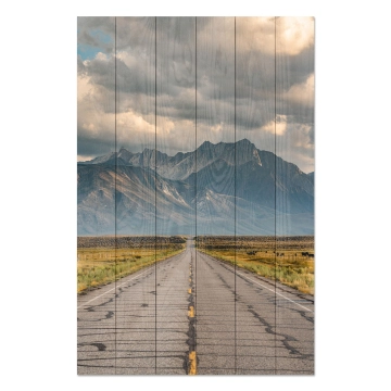 Bild auf Holz Long Road