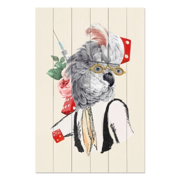 Bild auf Holz Antique Parrot