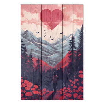 Bild auf Holz I love Mountains