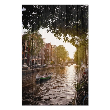 Bild auf Holz Canal Boat Cruise