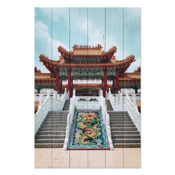 Bild auf Holz Chinese Building