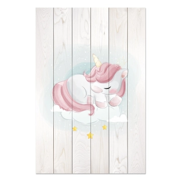 Bild auf Holz Sweet Unicorn Sleeping Cloud