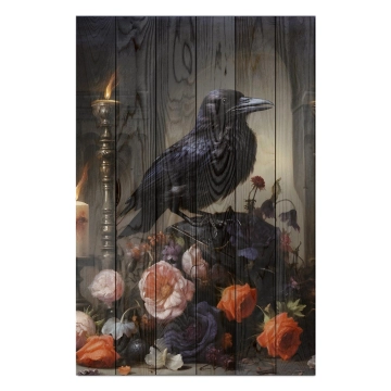 Bild auf Holz Crow Dark Academia